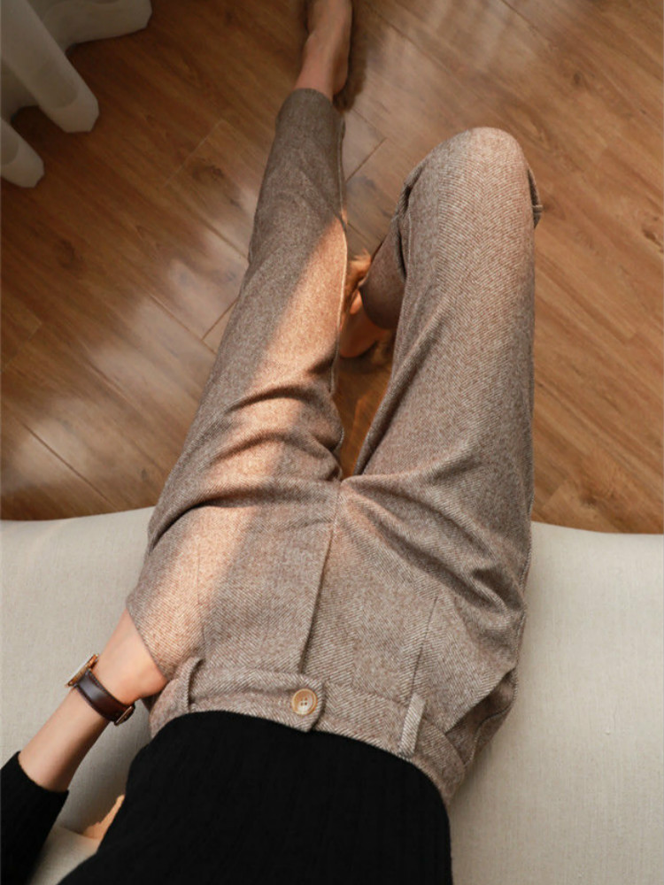 Woolen Pants Women's Harem Pencil Pants 2023