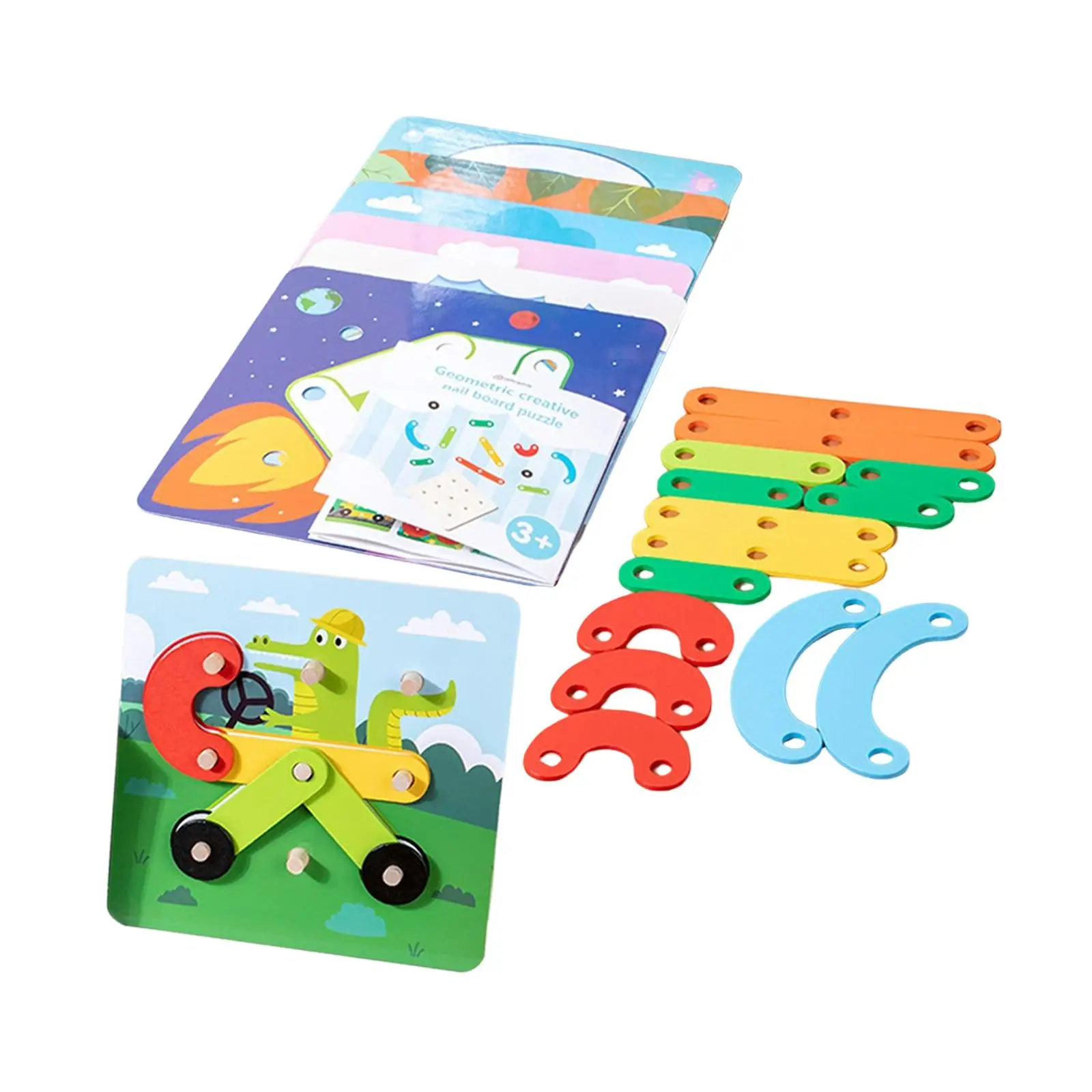 Wooden Puzzle Sorting and Fine Motor Skill Color Recognition Stacker for