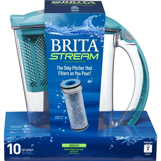 Jarra con filtro de agua Brita para grifo y agua potable con 1 filtro  estándar, dura 2 meses, capacidad para 6 tazas, sin BPA, blanca