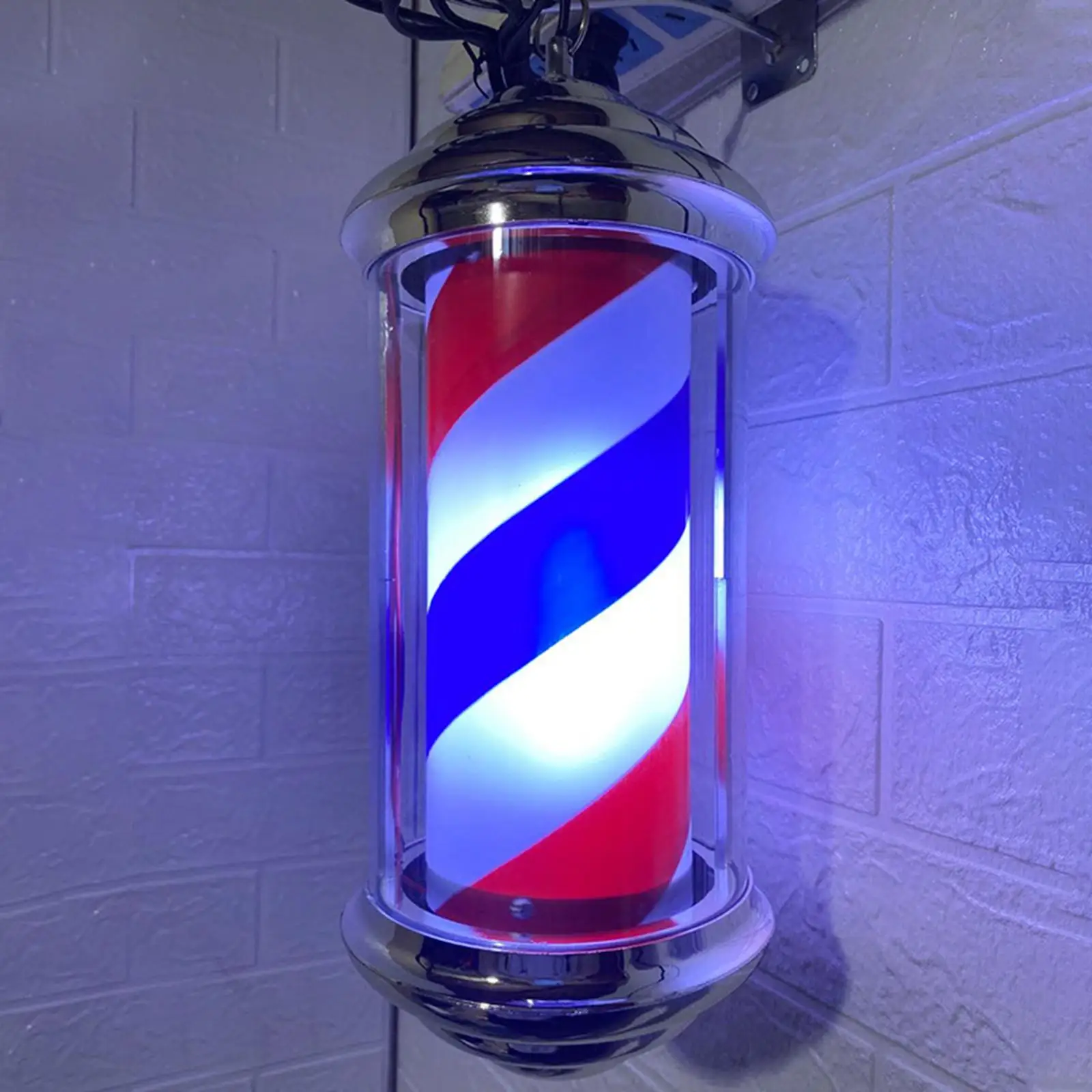 Barber Shop Sign Open Lighting Hair Salon Wall Mounted Rotating Pole LED Light