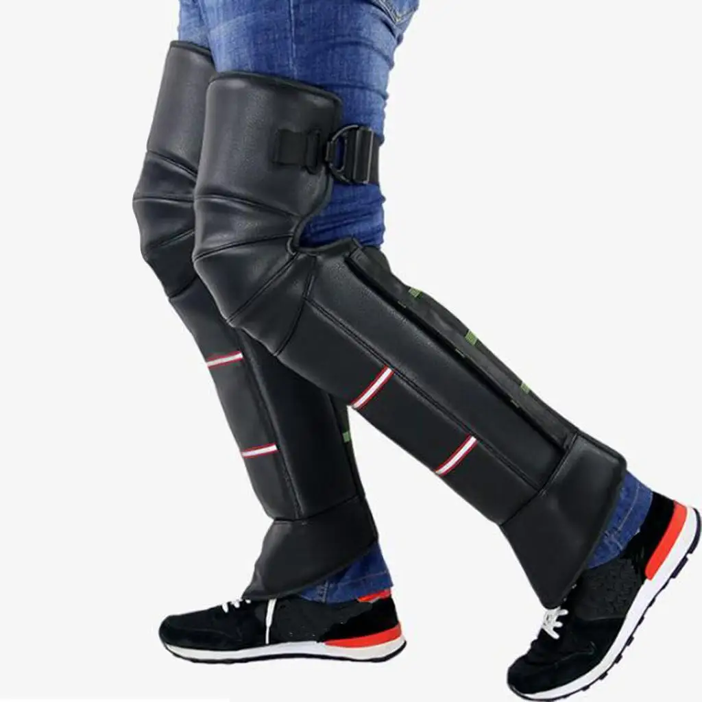 Pair Motorcycle Riding Long Knee Sleeve Warmer Lining Kneepad Adjustable