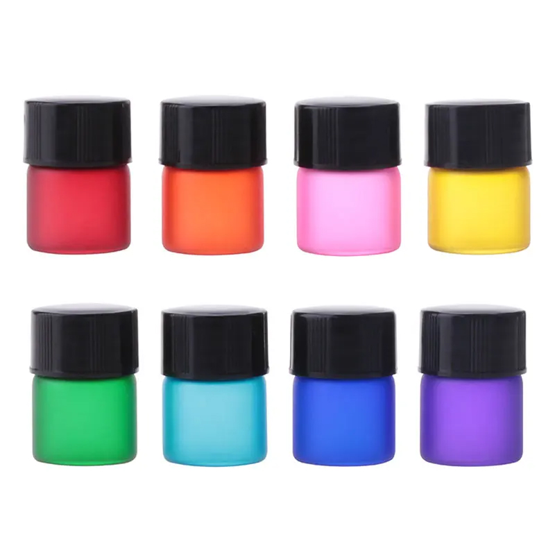 Best of 1ml 10pcs Mini Colored Perfume Glass Bottles With Orifice Reducer Black Cap Small Essential Oils Vial Perfume Display Container Reviews & Tips