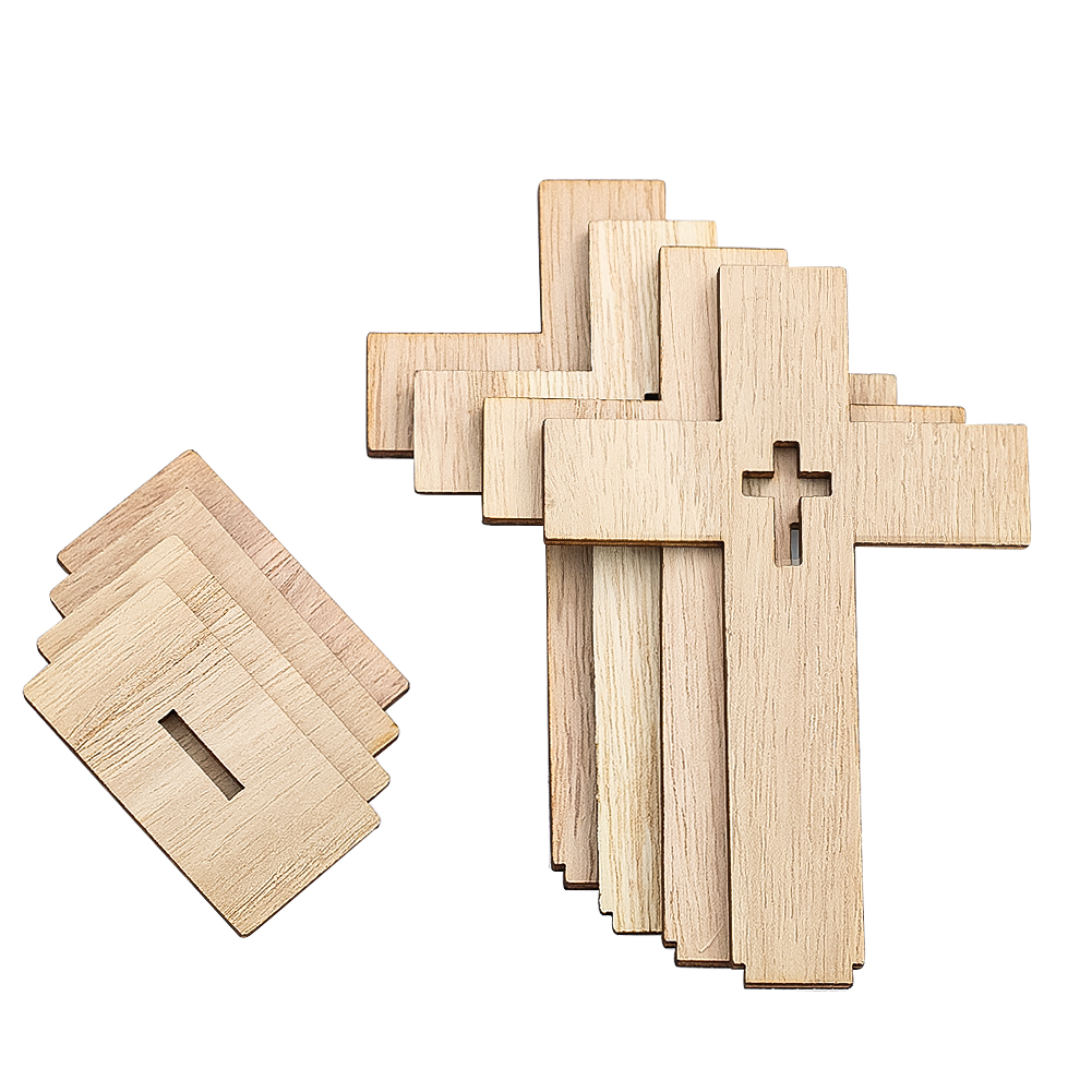 Description Picture 2 of item12PCS Wooden Crosses Standing Candlestick Projection Jesus Crucifix Christian Baptism Table Centerpieces First Communion Decor