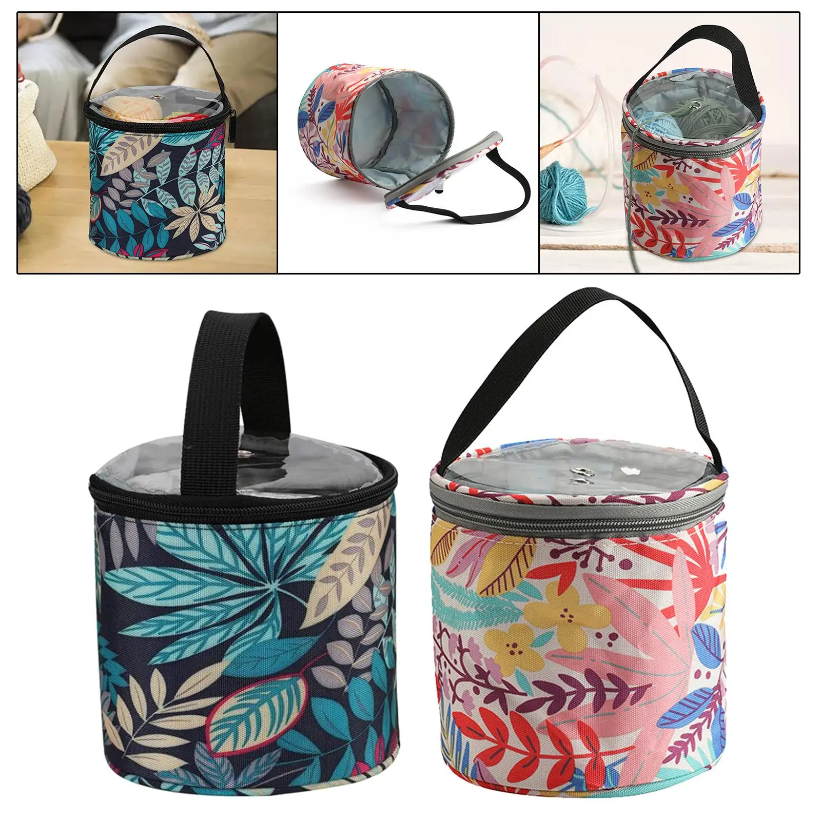 Yarn Bag for Crocheting Portable Durable Travel Yarn Holder for Crochet Accessories Round Handbag for Crochet Beginners Gift
