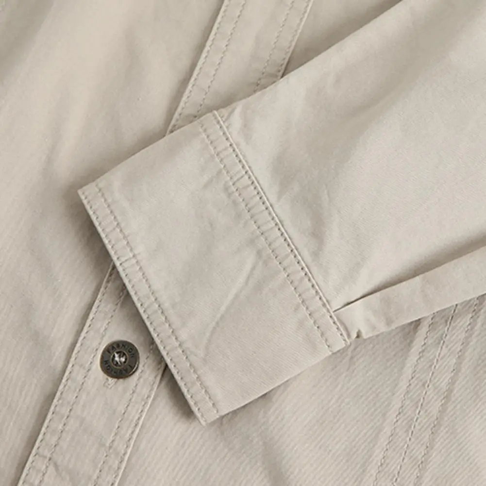 Denim Men's Long Sleeve 100% Cotton Casual Plus Size Solid Color Loose ...