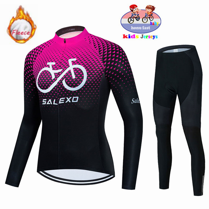 2026 Winter Fleece Kinder Radfahren Kleidung Warm Halten Kinder Jersey Bike Anzug Jacke Kleidung MTB Kinder Radfahren Hosen Equipage – Detail 3
