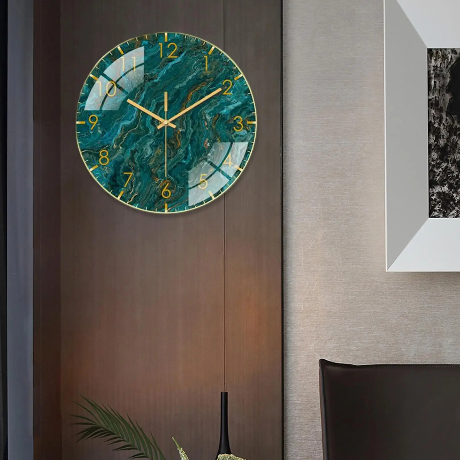 Modern Wall Clock Marbling 12 inch Battery Operated Round Silent Analog Non Ticking for Living Room Bedroom Home