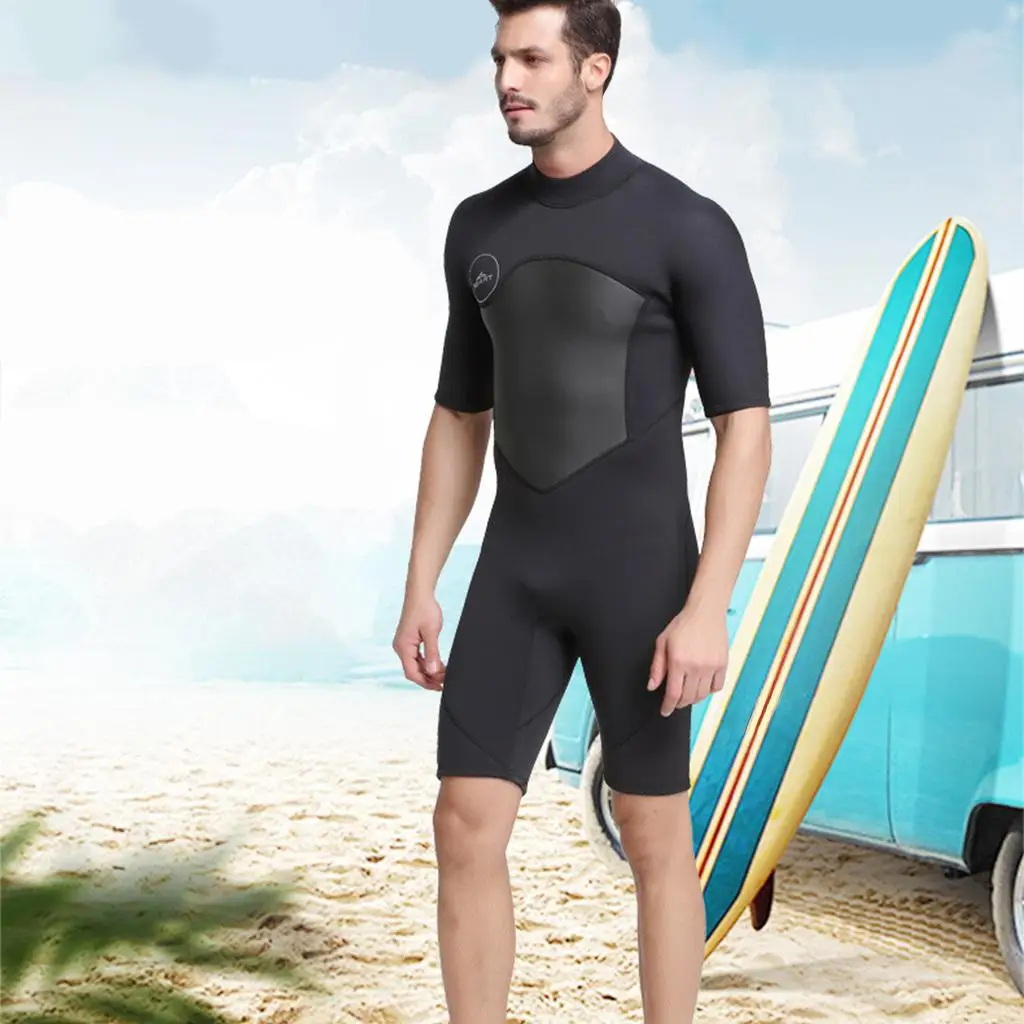 Men`s Shorty Wetsuits 2mm Neoprene Back Zip Short Sleeve for Scuba Diving,Spearfishing,Snorkeling,Surfing,Bathing