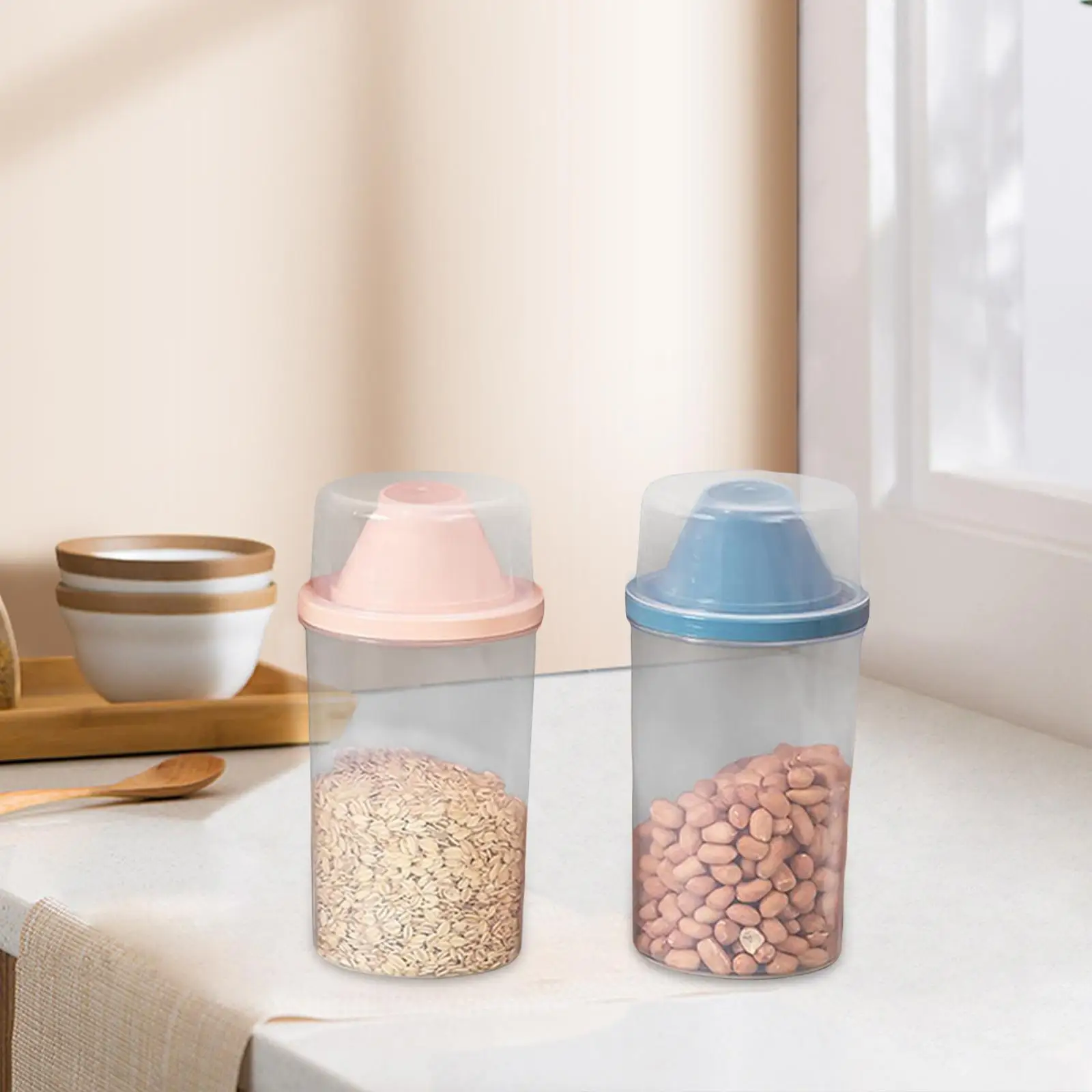 Airtight Food Storage Container Transparent 1000ml with Lid Dispenser Rice Tank for Flour Baking Supplies Beans Sugar Kitchen