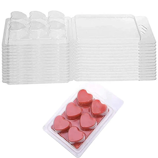  15 Pack Wax Melt Molds, 6 Cavity Clear Empty Plastic