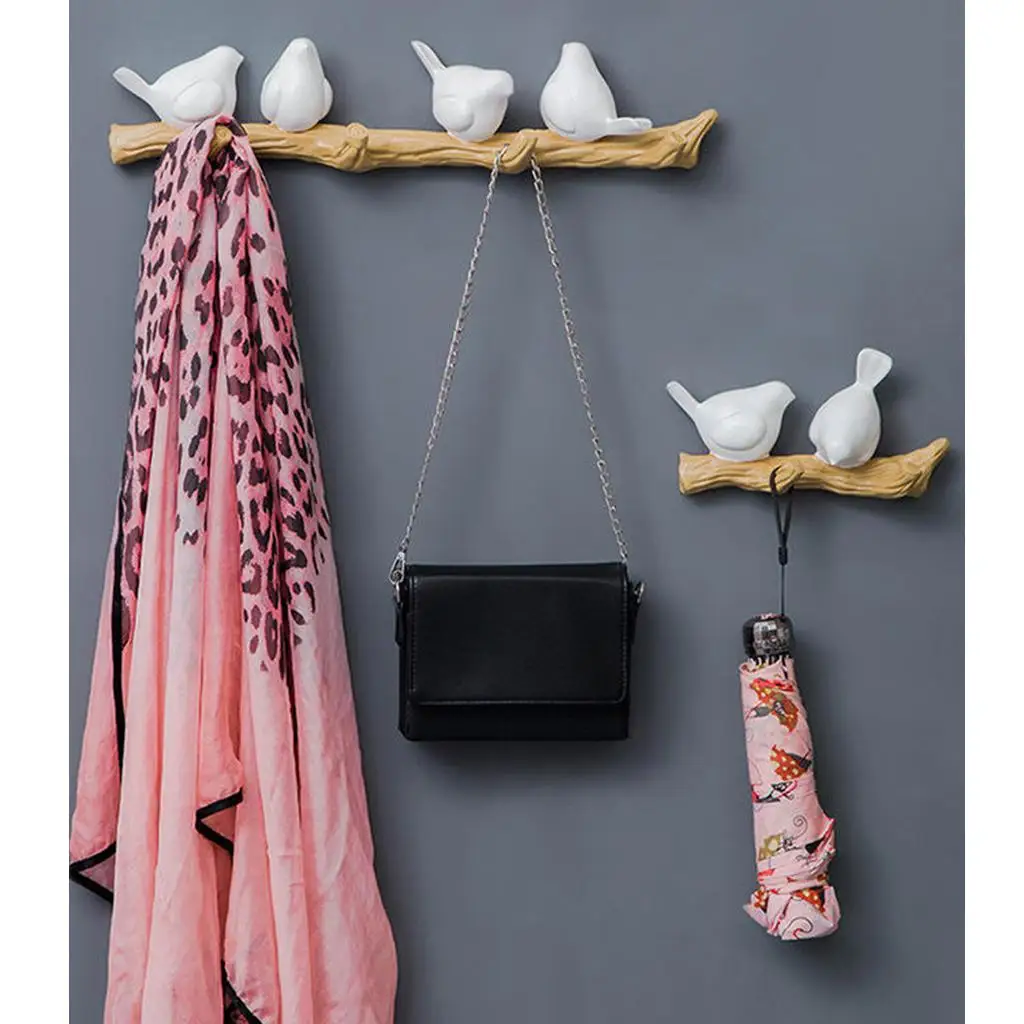 3D Resin Bird Hangers Wall Mounted Coat Robe Hook Rack f/ Handbag Bag Coat Robe Towels for Home Bathroom Living Room