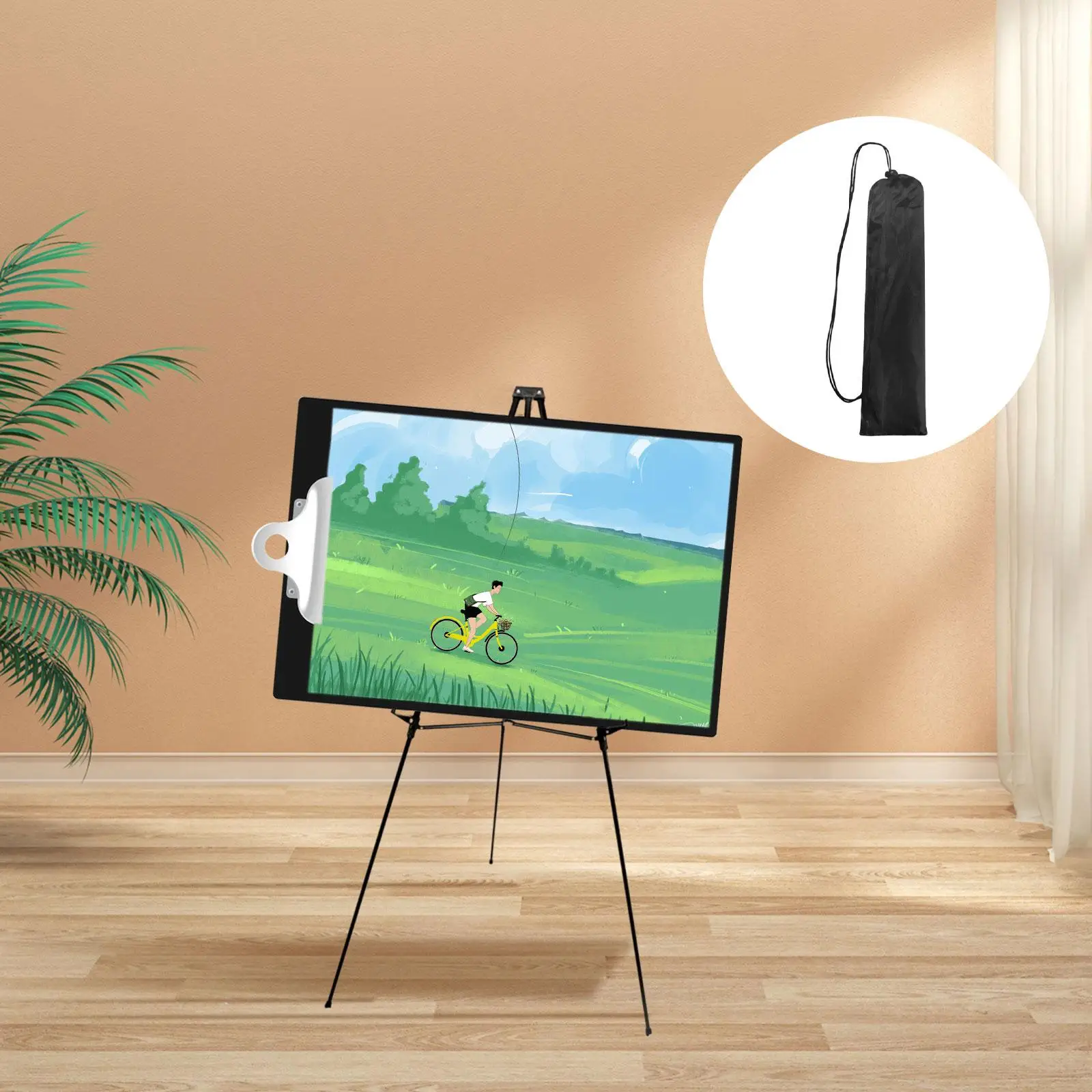 Tripod Display Easel Stand Metal Easel Non Slip Tabletop Easels Floor Standing Folding Easel for Wedding Picture Wood Board