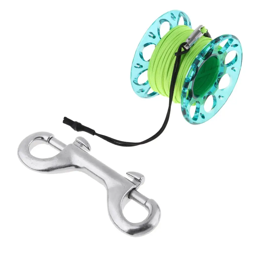 Finger Spool Scuba Wreck Diving Reel with Double-ended Brass Clip 