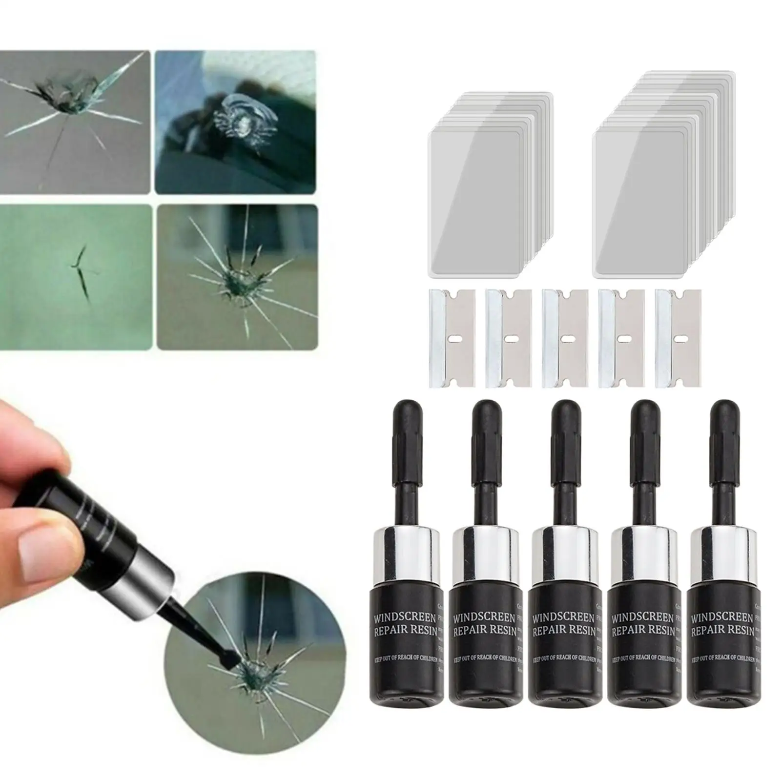 5x Glass repair Fluid Windshield Resin Crack Tool, Spare Parts