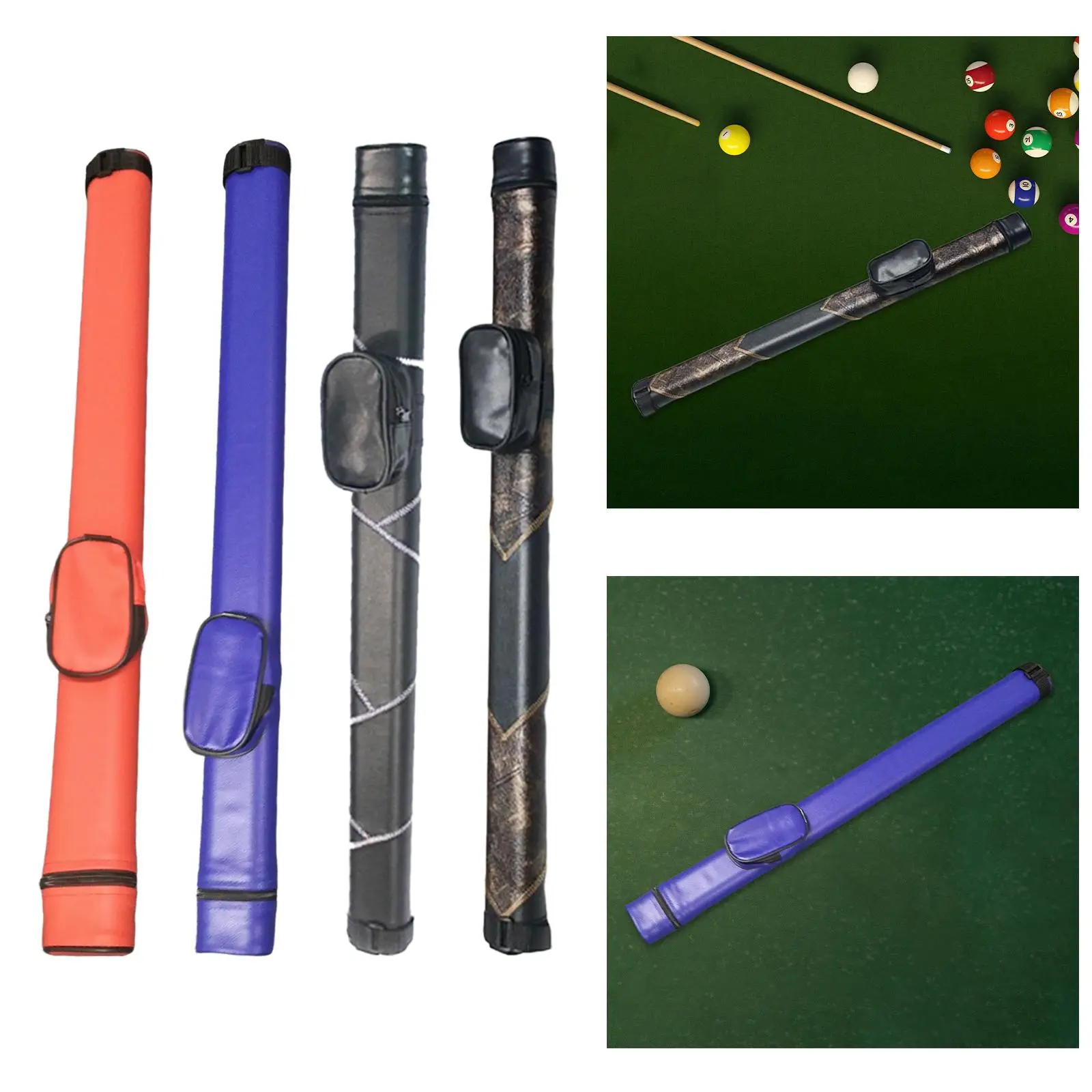 Billiards Pool Cue Case Scratch Resistant Portable Holder PU Leather Pouch Professional Hard Pool 1/2 Cue Case Snooker Cue Case