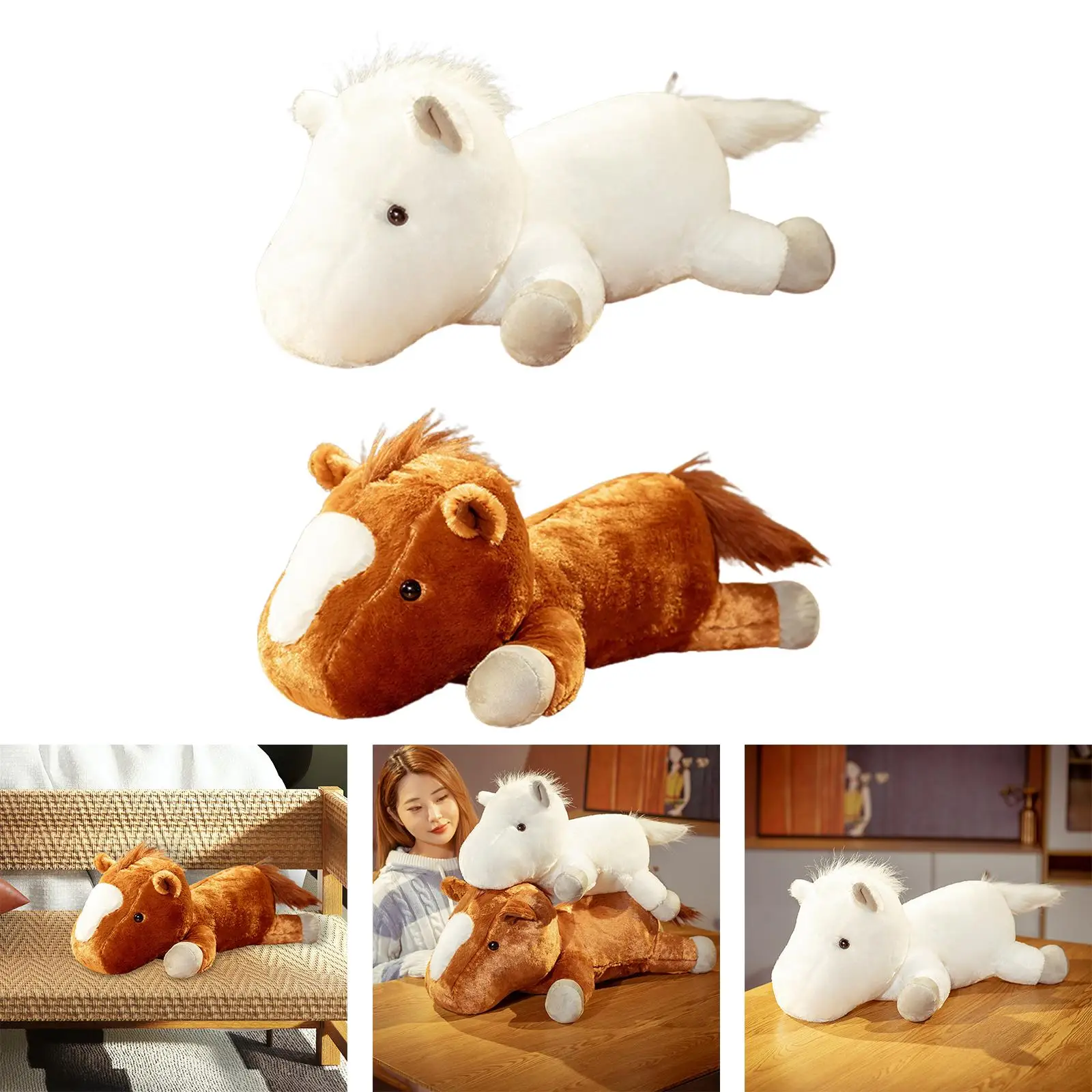Soft Horse Plush Stuffed Animal Sleeping Pillow Horse for Home Bedroom Decor
