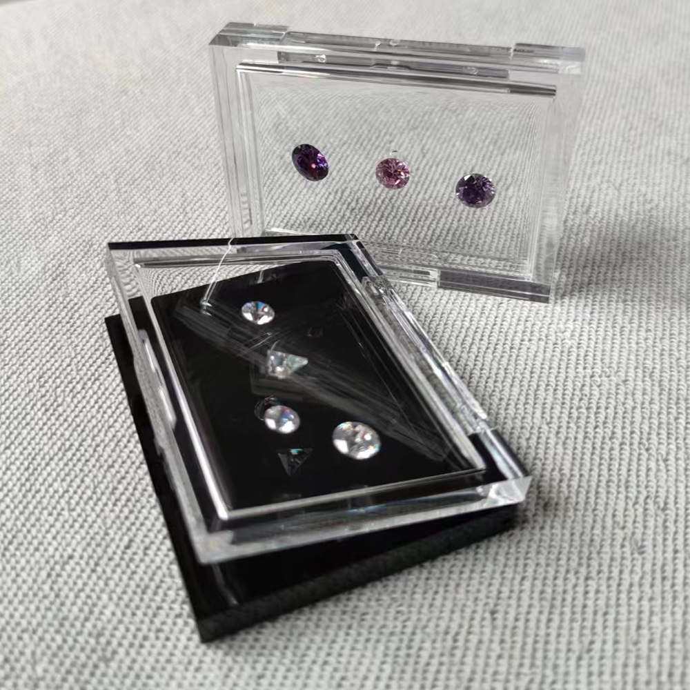 Sale Adhesive Loose Diamond Box Transparent Gemstone Storage Case Stone Packaging Show Case Sticky Gems Organizer Holder Tray