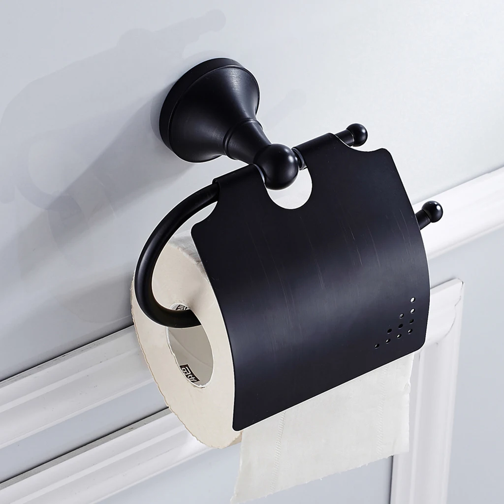 Wall Mounted Brass Toilet Paper Holder With Cover Roll Tissue Rack Chrome