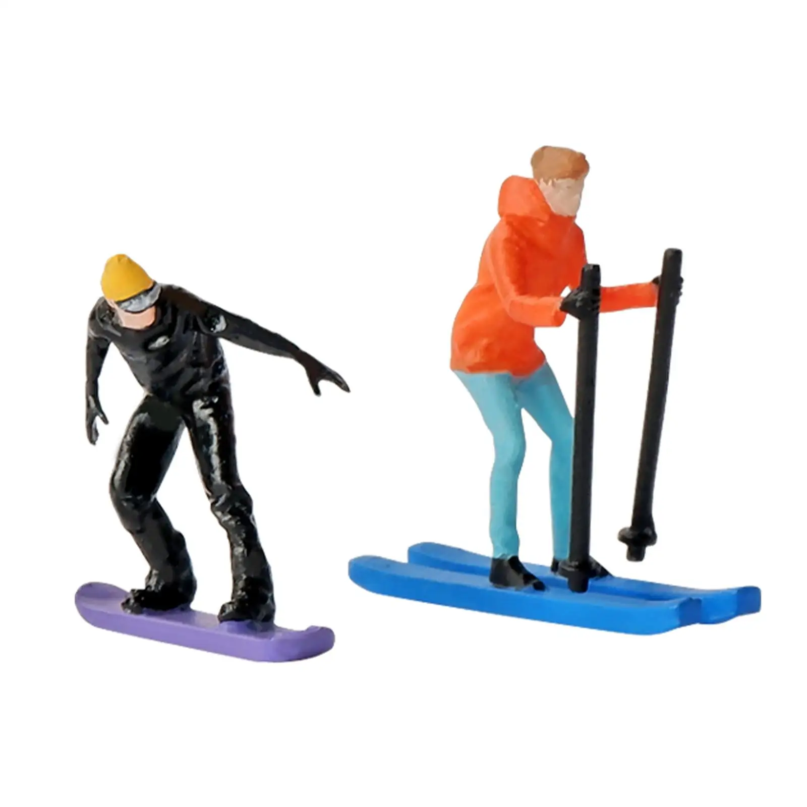1/64 Scale Miniature Model Skiing Figures for Sand Table Diorama Layout