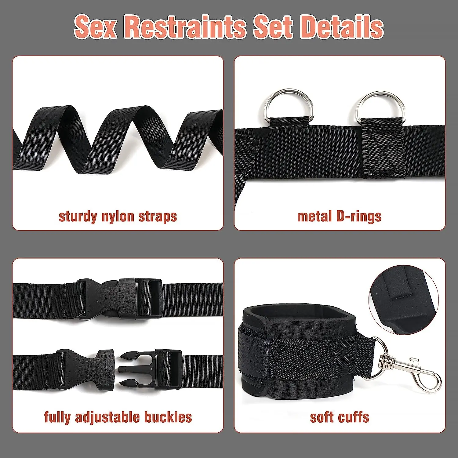 Bed BDSM Set Sex Toy Handcuffs for Couple Woman Adult Kit Supplies BDSM Restraints Bed Bondage Rope Sexual Handcuffs Sexy Game