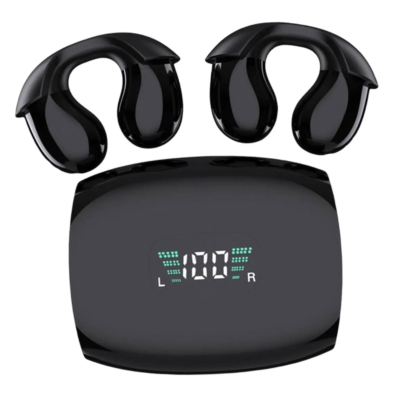 Ear Clip Headphones Touch Control Small Hands Free Premium Sound HiFi Sound Bone Conduction Earbuds for Video Game Music Outdoor