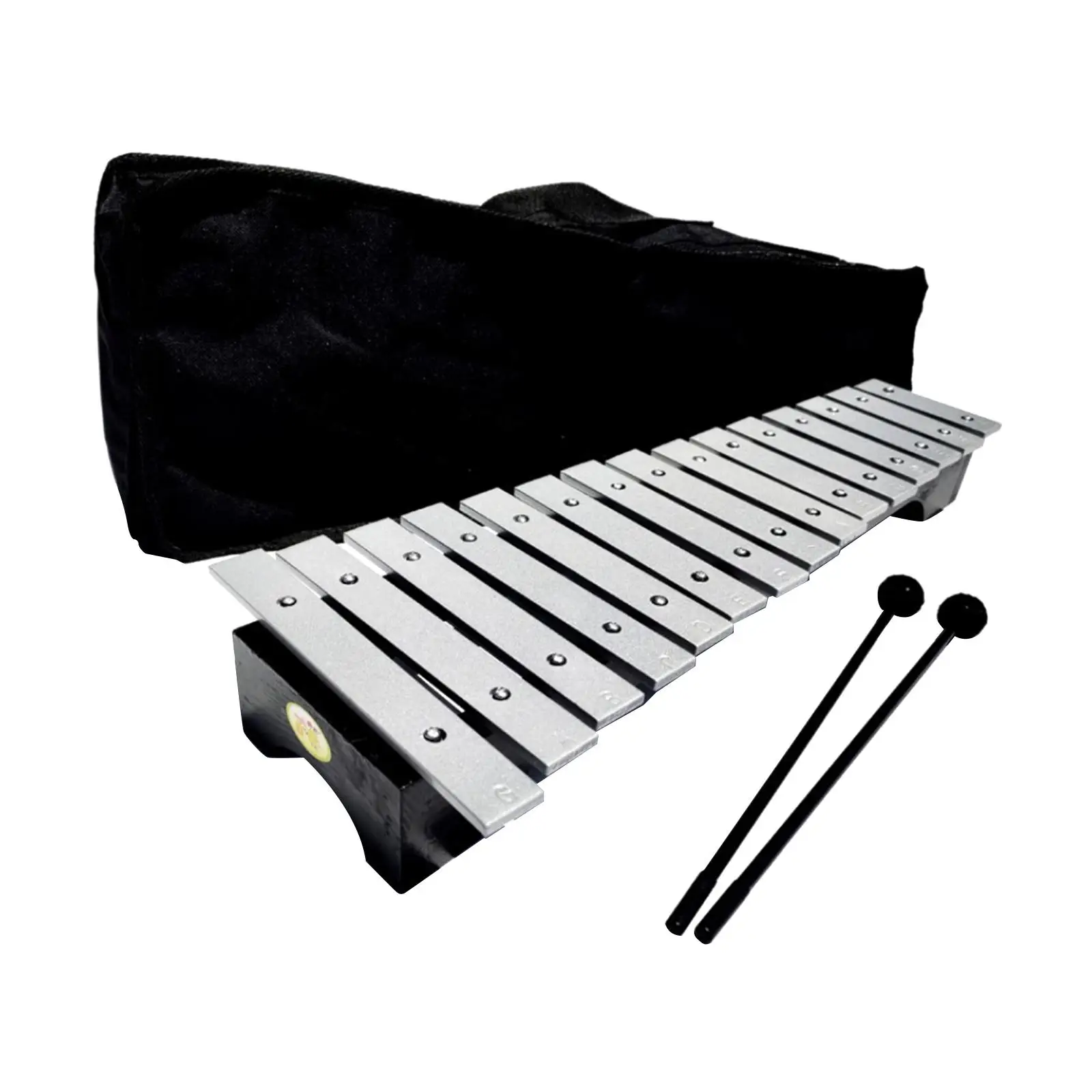 15 Note Metal Xylophone with Carrying Bag and Mallets Glockenspiel Xylophone Portable for Birthday Gift Kids Beginner Stage Band