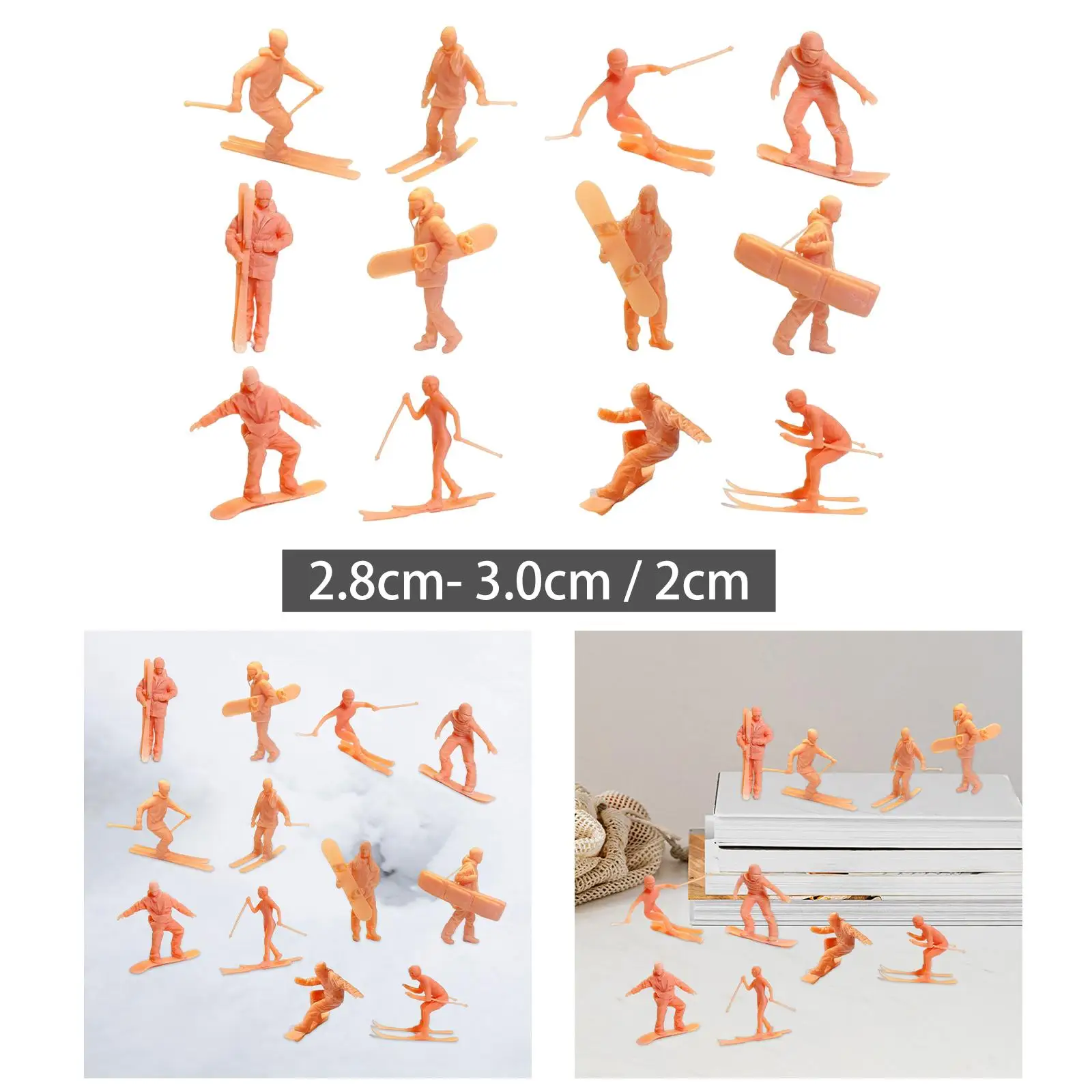 Realistic Skiing Figures Fairy Garden Toy Doll Model Small Statue for Architecture Model Garden DIY Miniatures Desk Decoration