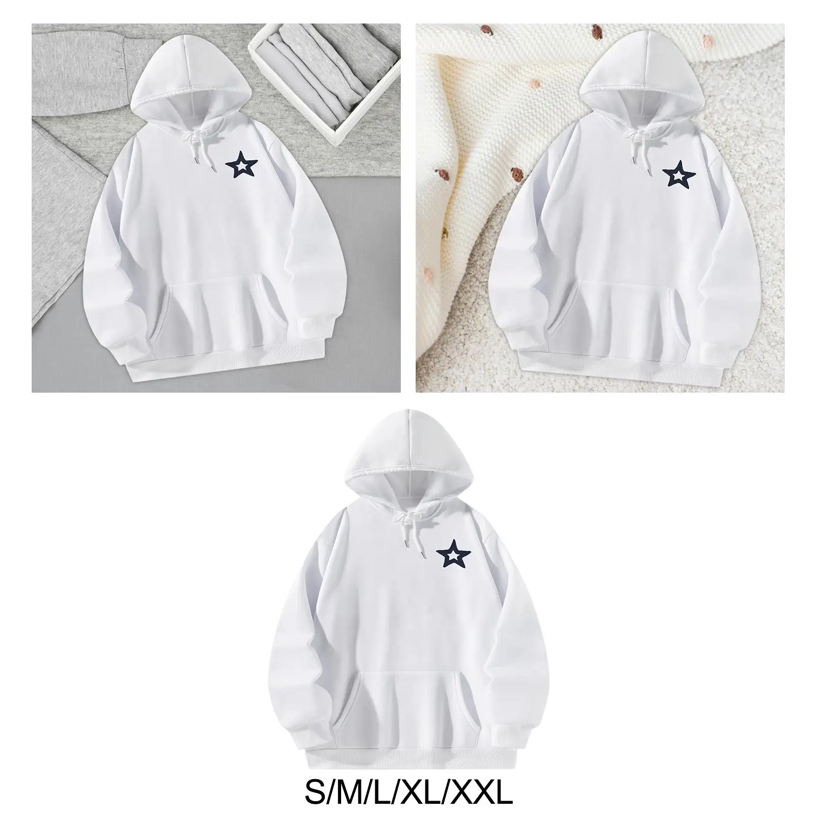 Women Hoodie White Soft Comfortable Casual Trendy Drop Shoulder Sweatshirt for Street Sports Work Going Out Spring Autumn Winter