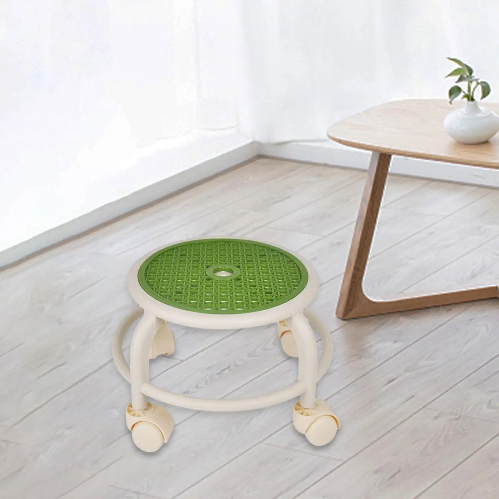 Low Roller Seat Small Lazy Housework Stool Round Shoe Changing Stool Seat for Kids and Adult Barber Shop Living Room Home