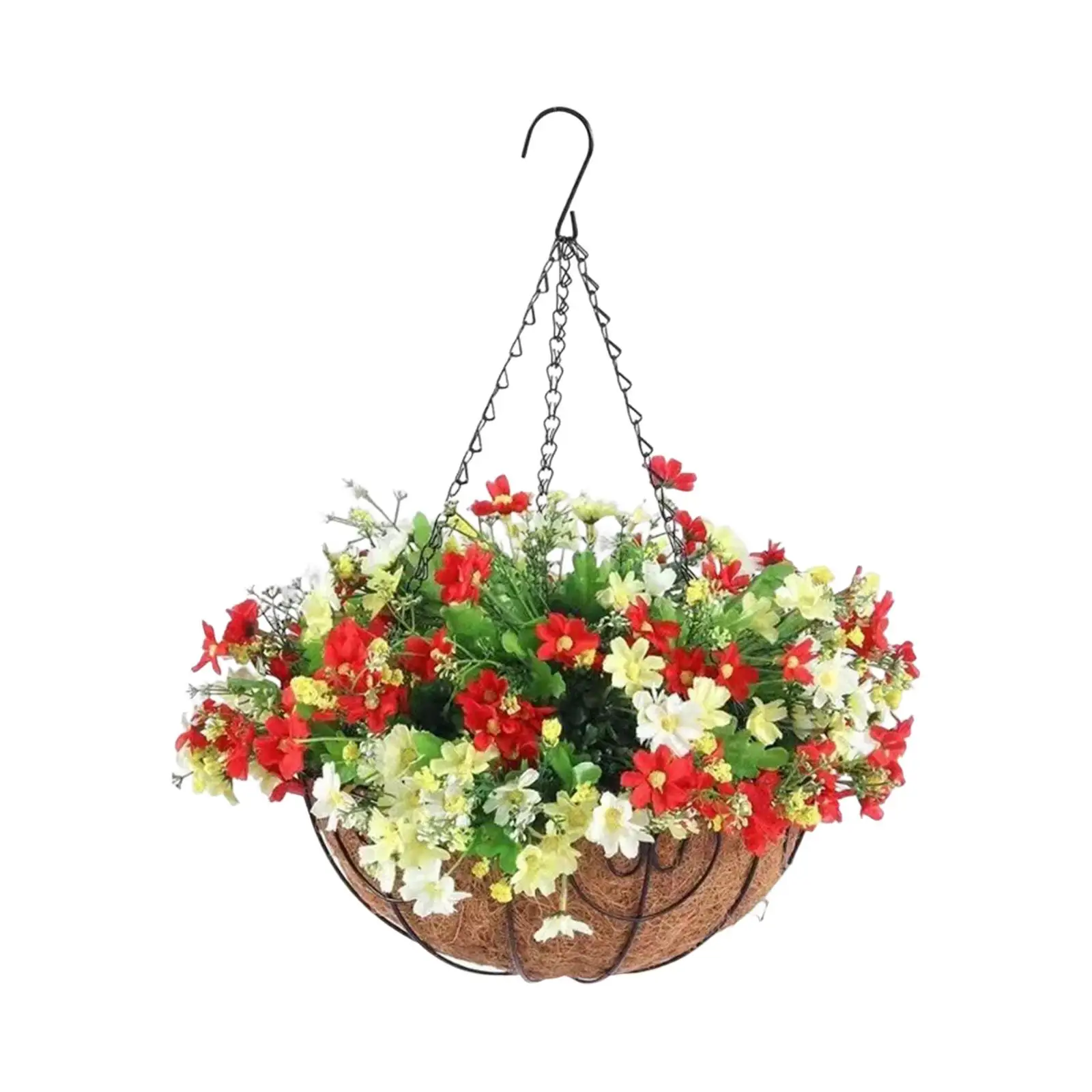 Artificial Flowers in Hanging Basket Flowerpot Porch Pot Hanger Ornament for Balcony