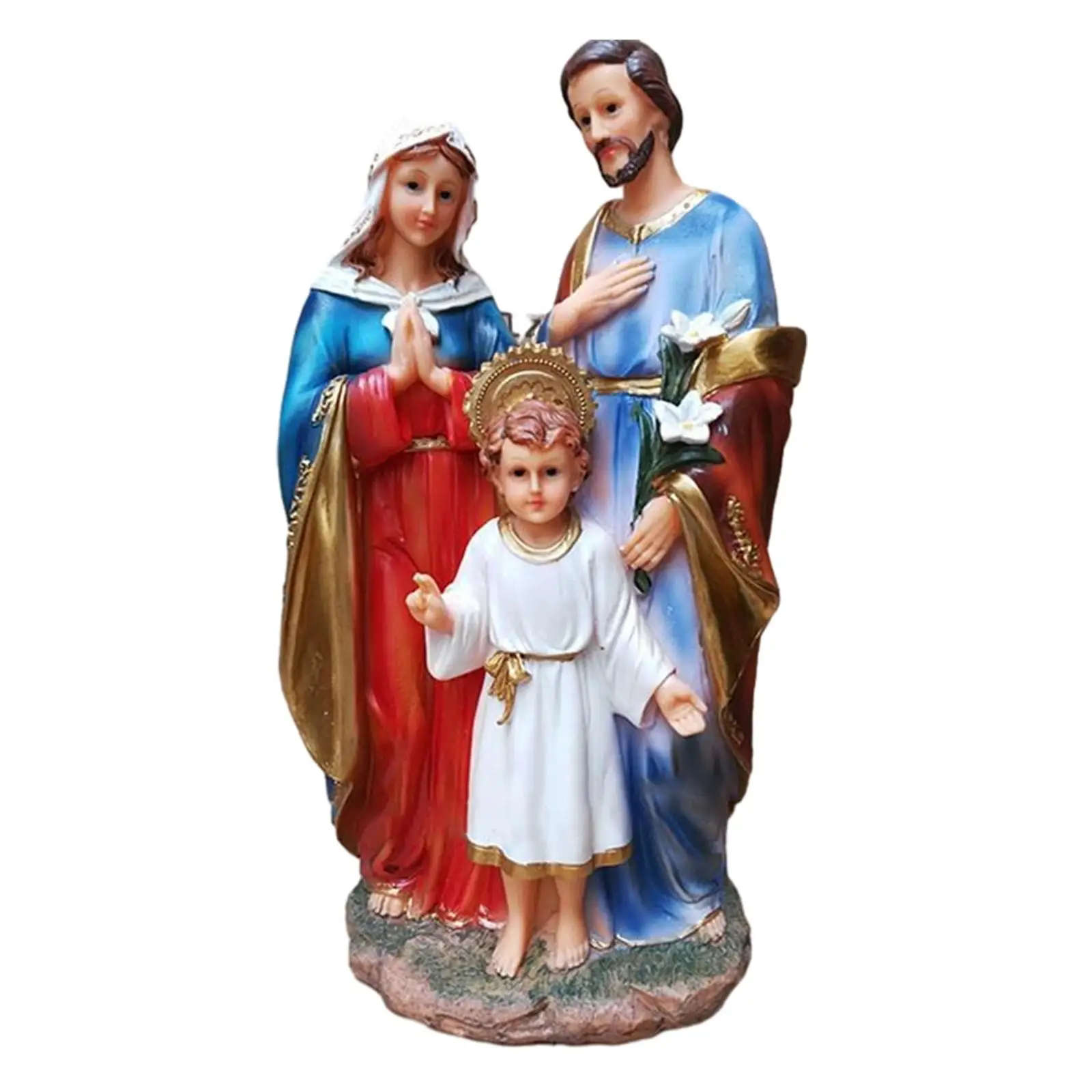 Holy Family Statue Jesus Figurine Resin Sculpture for Desktop Car Interior