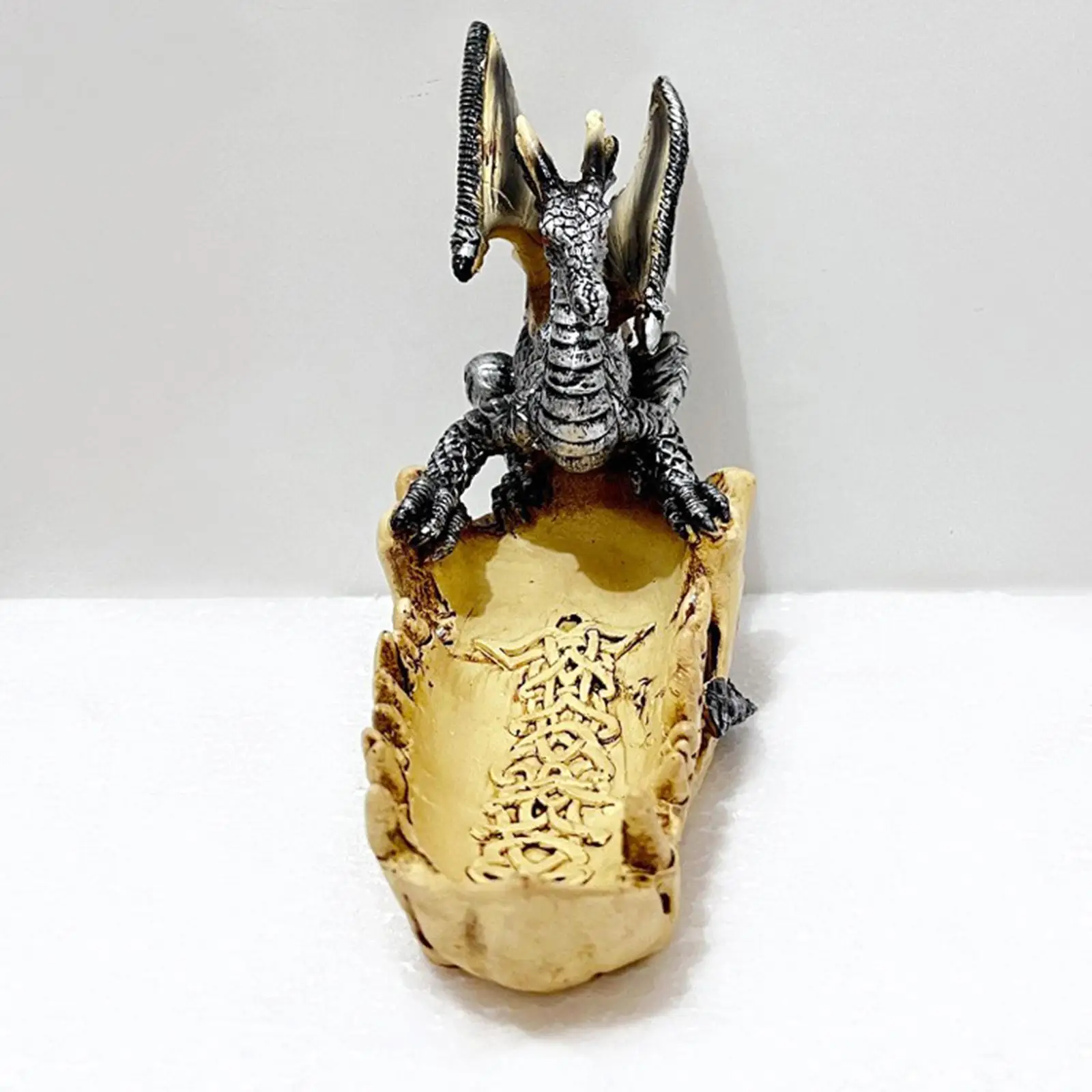 Dragon Decorative Sculpture Figurine Ancient Crafts Holder Collectibles Statue Decoration for Office Desk Room Entrance