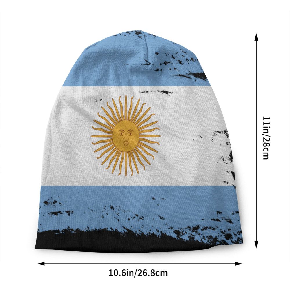 Benutzer definierte Flagge von Argentinien Schädel Mützen Mützen Männer Frauen Unisex Straße Winter warme Strick mütze Erwachsenen Motorhaube Hüte – Detail 32