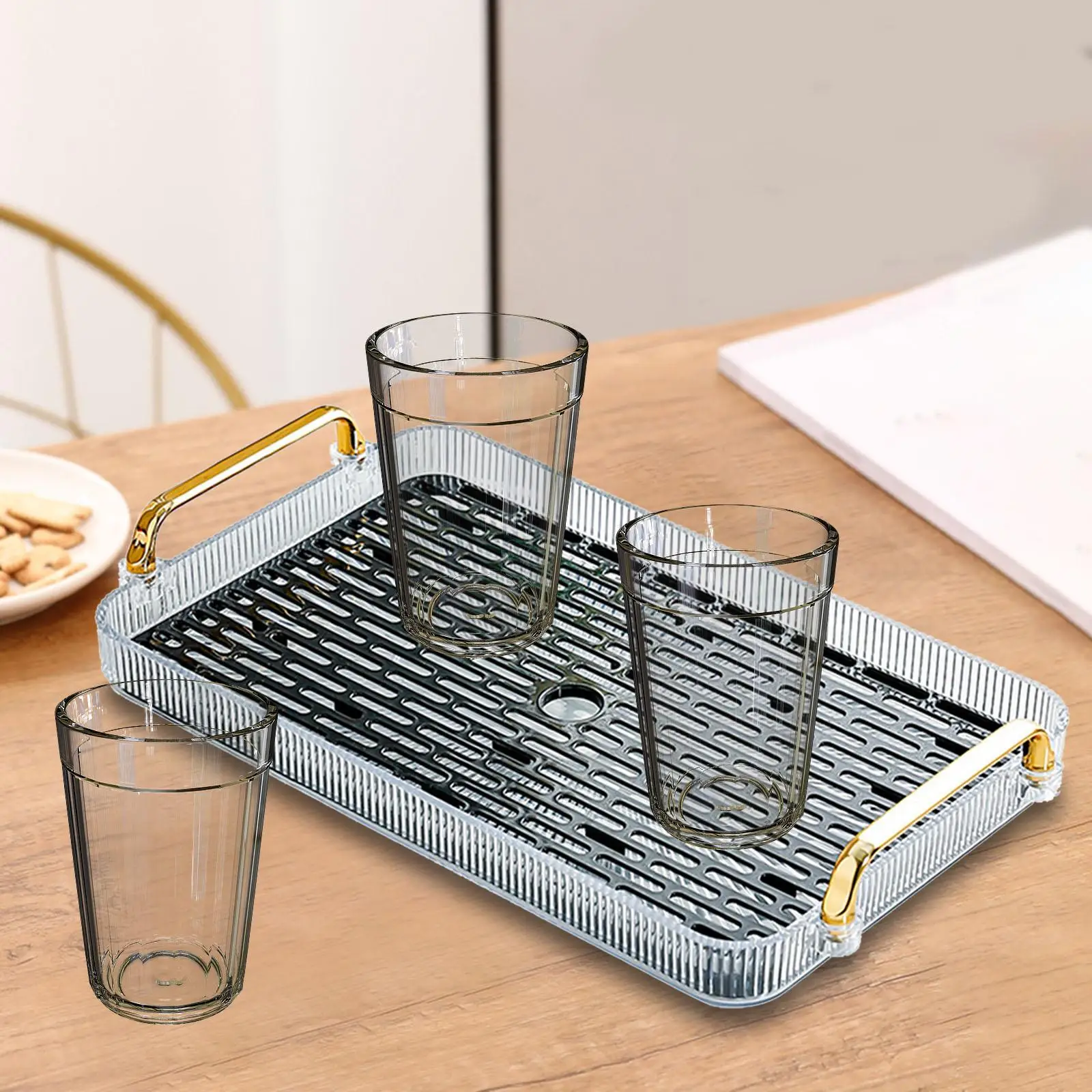 Drainage Serving Tray Lightweight Kitchen Storage Holder for Bedroom Office