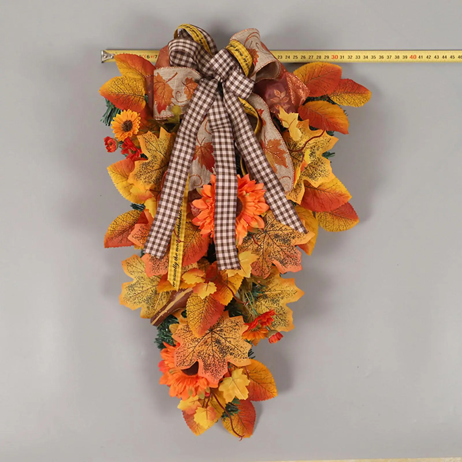 Fall Wreath with Light Floral Swag Garland Wall Hanging Decoration for Garden Wall Door Outdoor Decor
