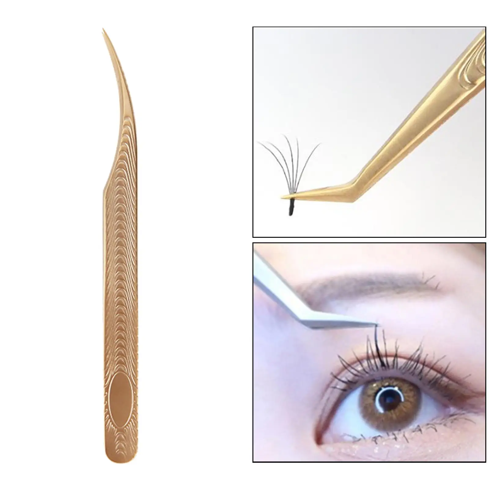 Stainless Steel Eyelash Tweezers Extension Straight and Curved Tip Nippers