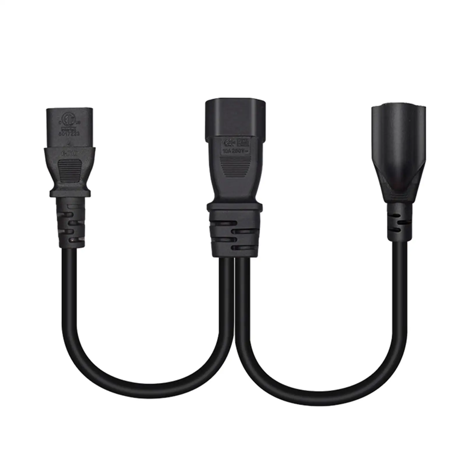 C14 to C13 and 5-15R Power Cord 1ft 3 Prong 10A 250V OFC Conductor Y Splitter Adapter Cable for Computer Laptop PC