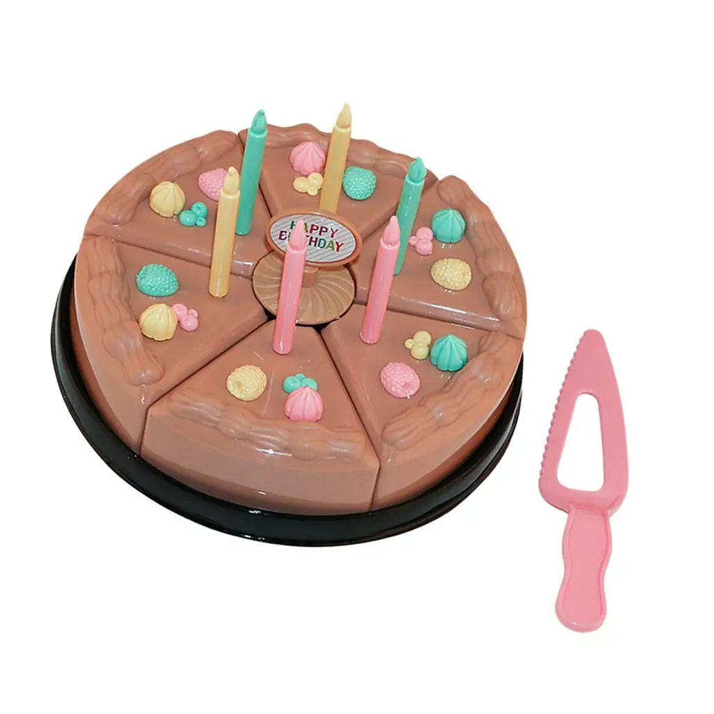 Children  Set, Birthday Cake with Candles  Pretend Food Toy Chocolate Cake Set for Kids, Pack of 32