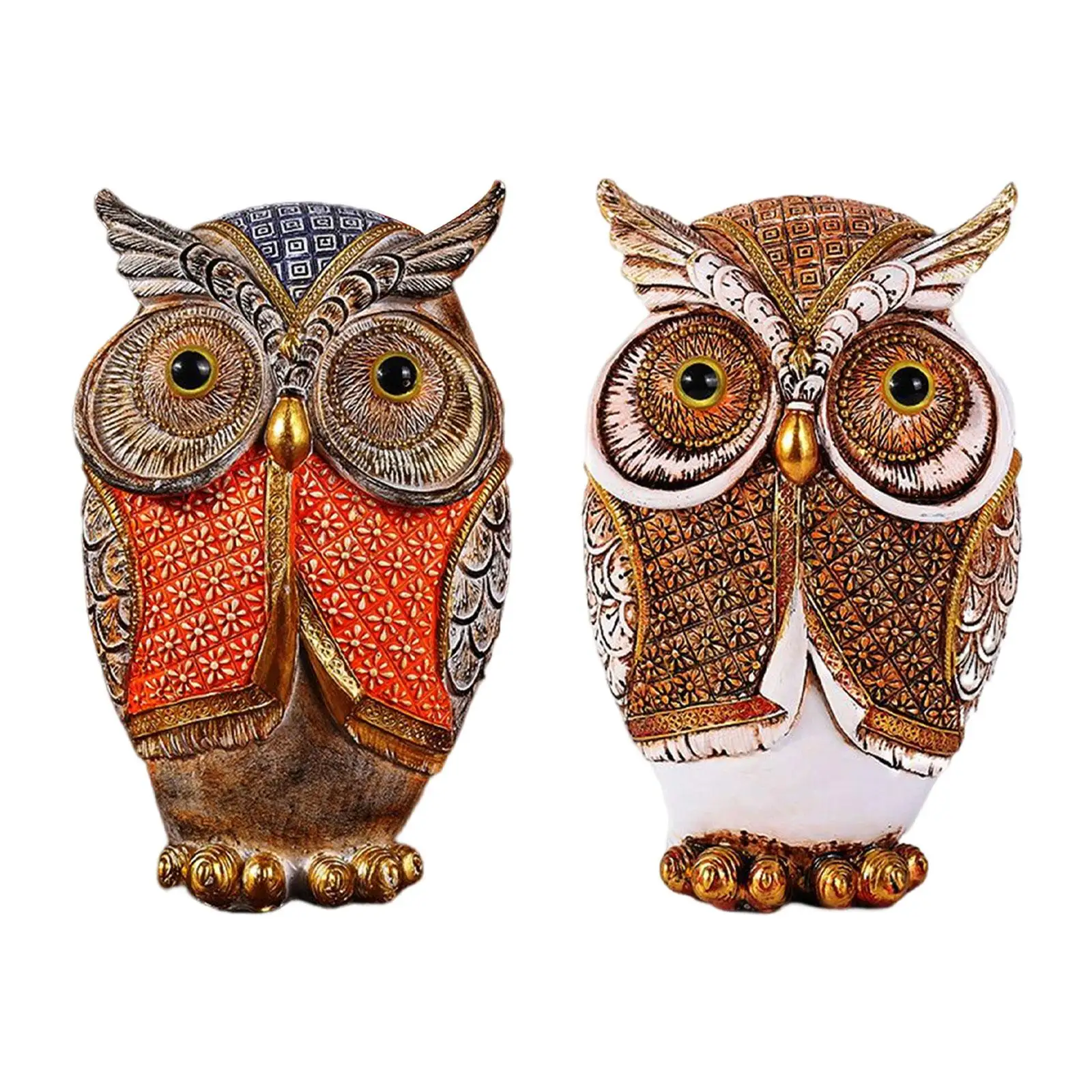 Nordic Owl Figurines Art Ornament Gifts Resin Crafts Realistic Decor Animal Statue for Home Garden Bathroom Living Room Shelf