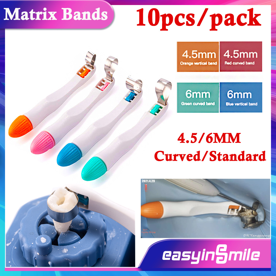 Best of Easyinsmile 10Pcs Dental Pro Matrix Bands Pre Formed Sectional Contoured Matrice Bands Curved&amp;Standard For Formed Adjust System Reviews & Tips