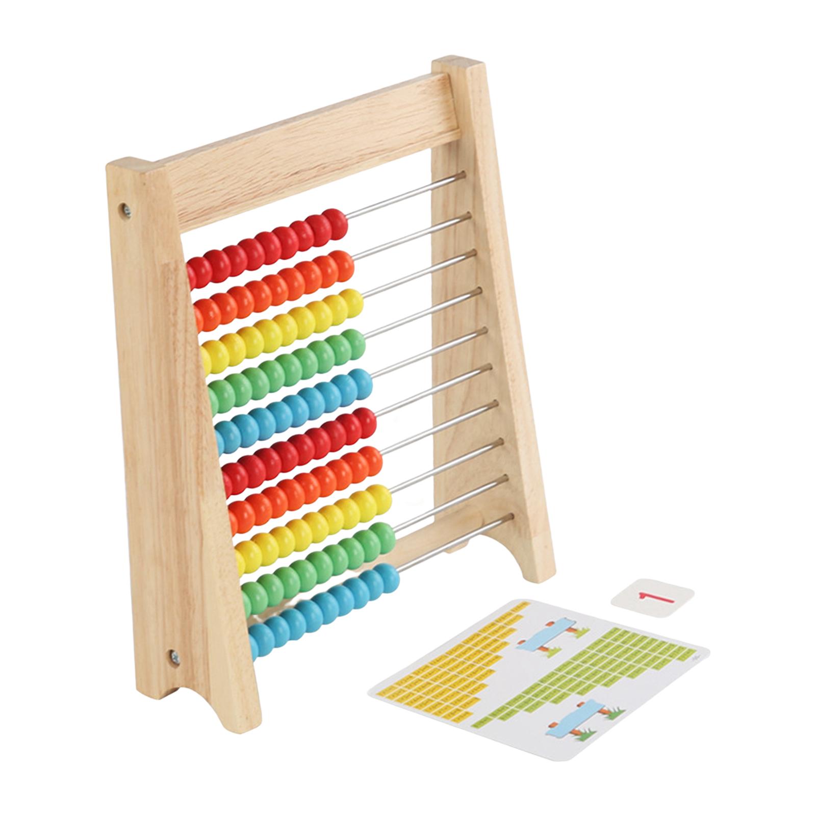 Educational Counting Toy Math Manipulatives with 100 Beads Wooden Abacus Toy for Toddlers Elementary Kids Kindergarten Preschool