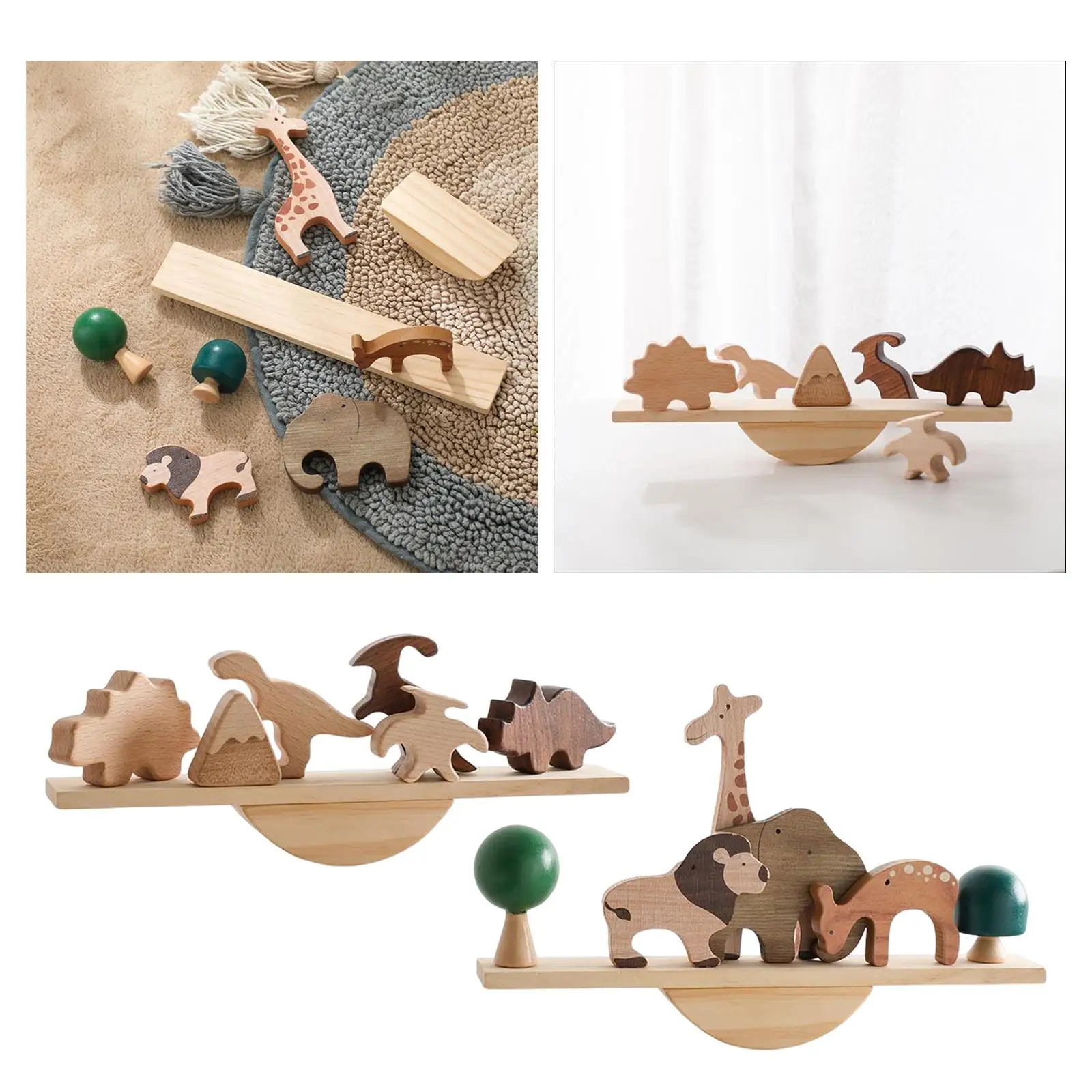 Wood Blocks Balance Game Developmental Sensory Montessori Toys for 3-5 Years