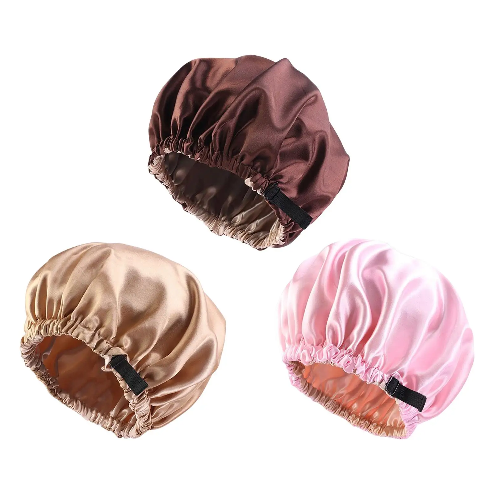 satin Caps Night Hat Soft Reusable Satin Bonnet Head Cover Headwear Hair shower Hat for salon Hair Curly Hair