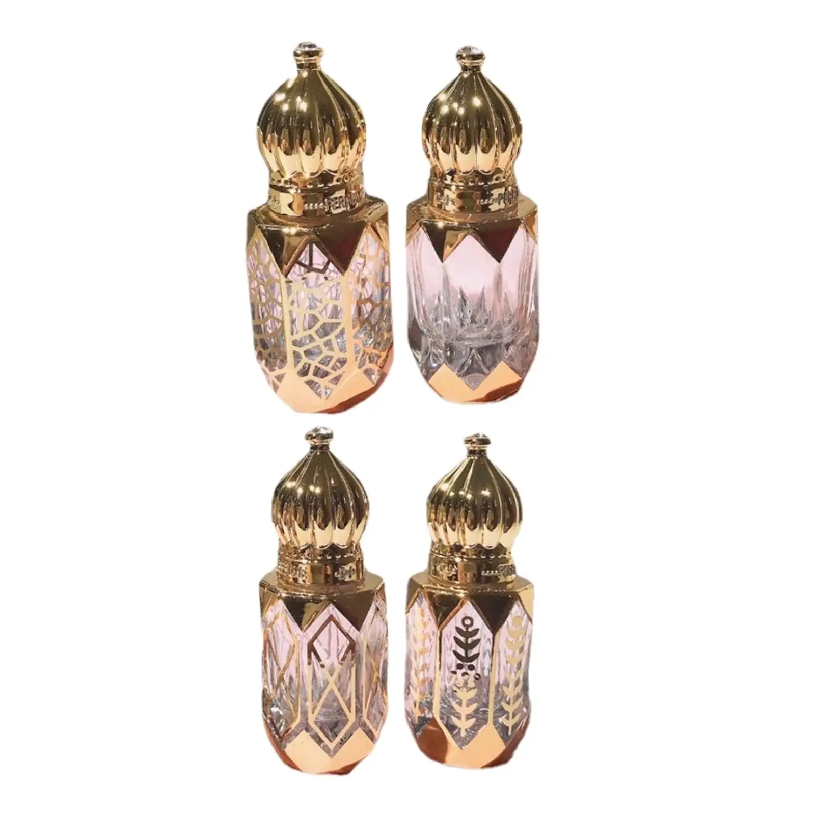 4 Pieces On Bottles Golden 6ml Roller Bottles Vial for Perfume