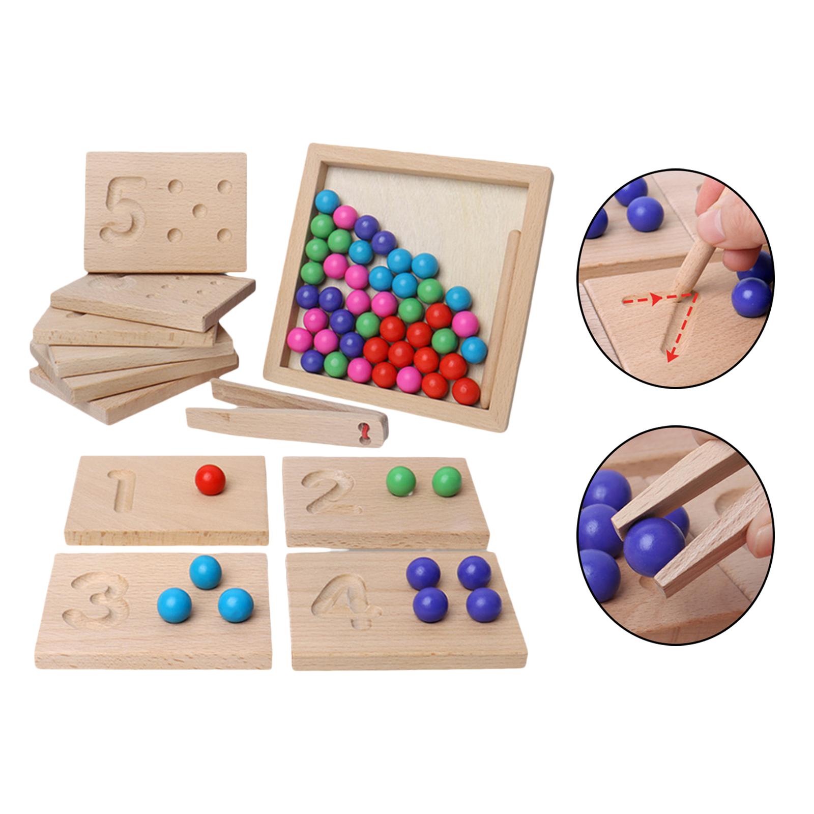 Wooden Board Clip Beads Game Montessori Toys Writing Tracing for Toddler Ages 3 4 5 6 7 Preschool Boy Girl Parent-Child Games