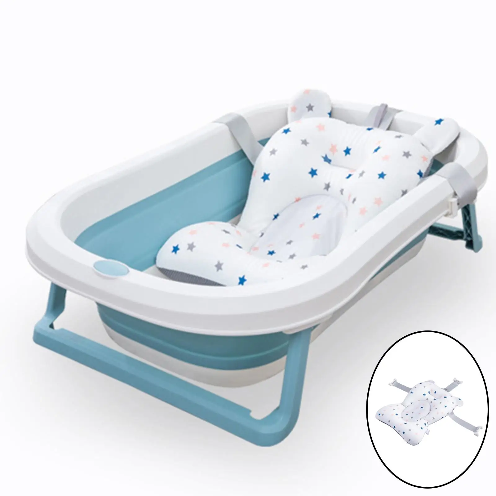 Baby Bath Tub Pad Foldable Comfortable Baby Bath Pillow Bath Support Seat