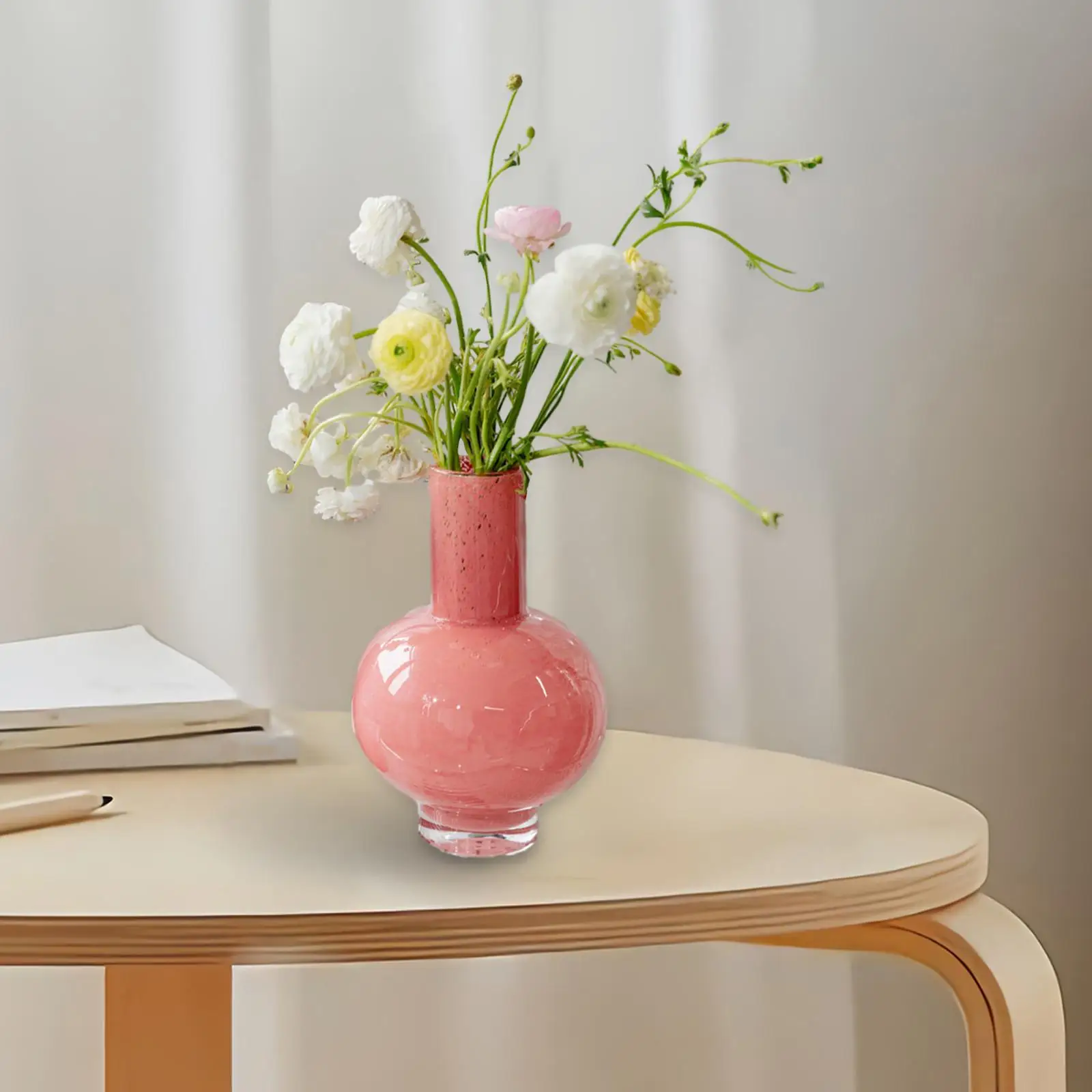 Glass Flower Vase Minimalist Vintage Modern Vase Flower Pot Tabletop Ornament for Coffee Table Living Room Desk Office Shelf
