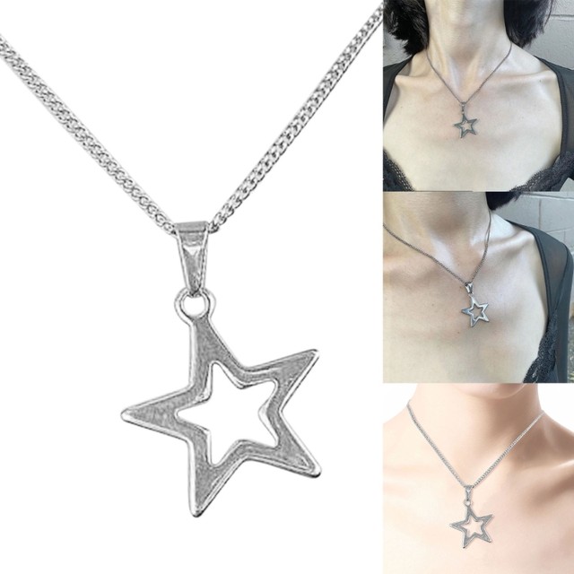 SETUP-EXE★韓国★人気★PIERCING STAR NECKLACE / SILVER Amazon.com: OJERRY Cool Silver Star Pendant Chunky Choker
