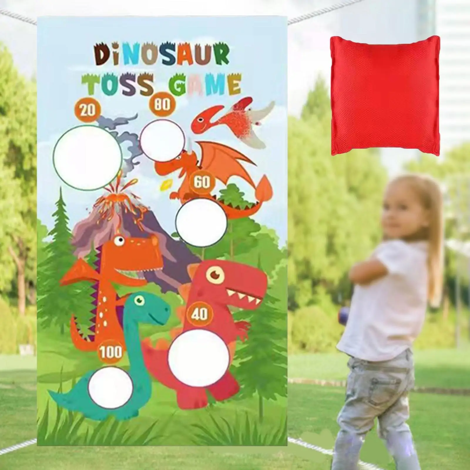 Dinosaur Throwing Game Banner Kit Family Gathering Camping Game for Outdoor