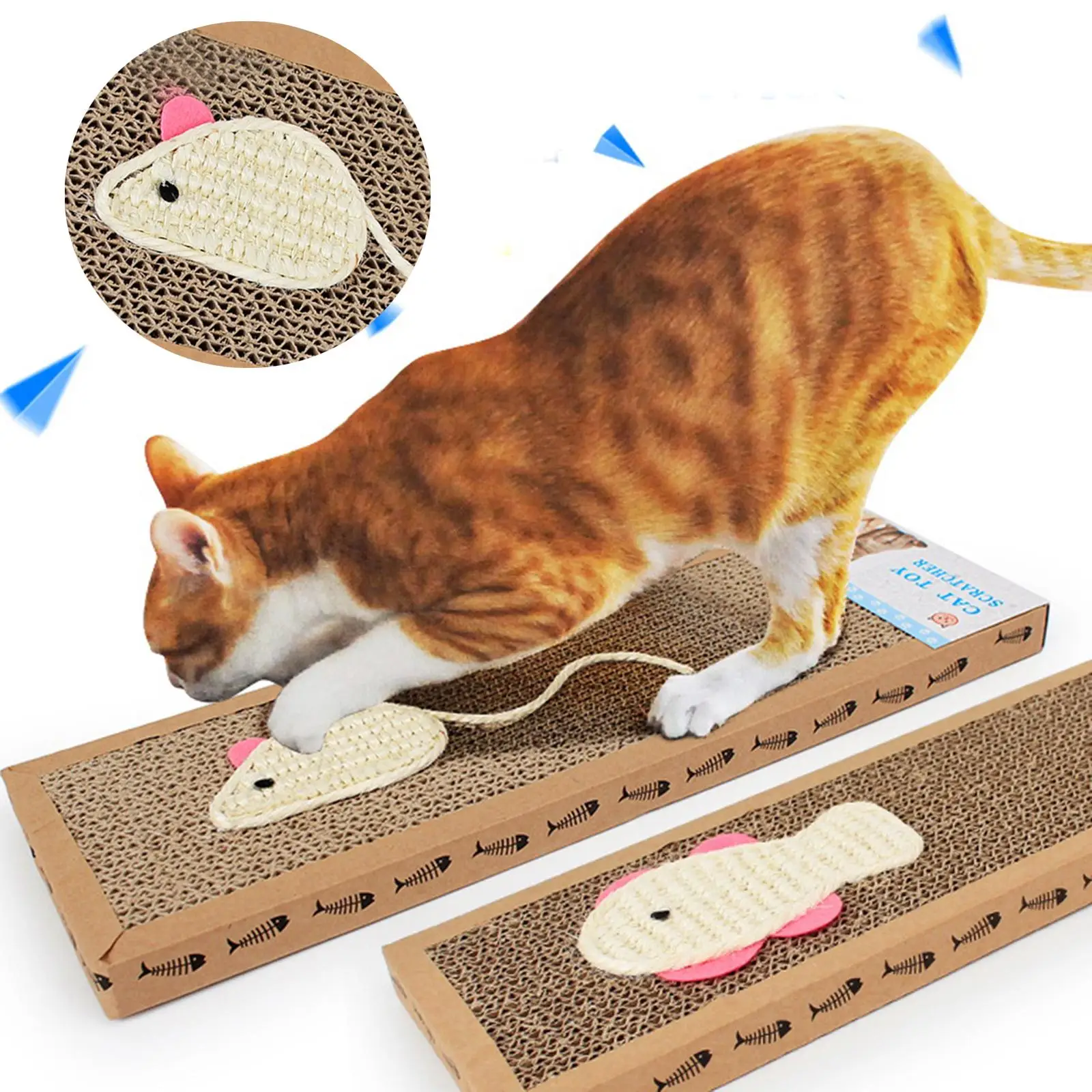 2 Pieces Pet Cat Scratcher Pads ,Corrugated Cardboard ,Cats Scratching Board for